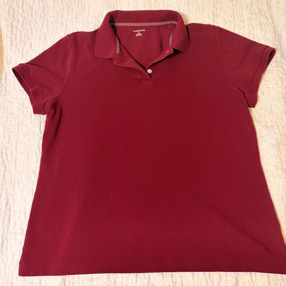 Lands' End Women's Short Sleeve Polo in Burgundy